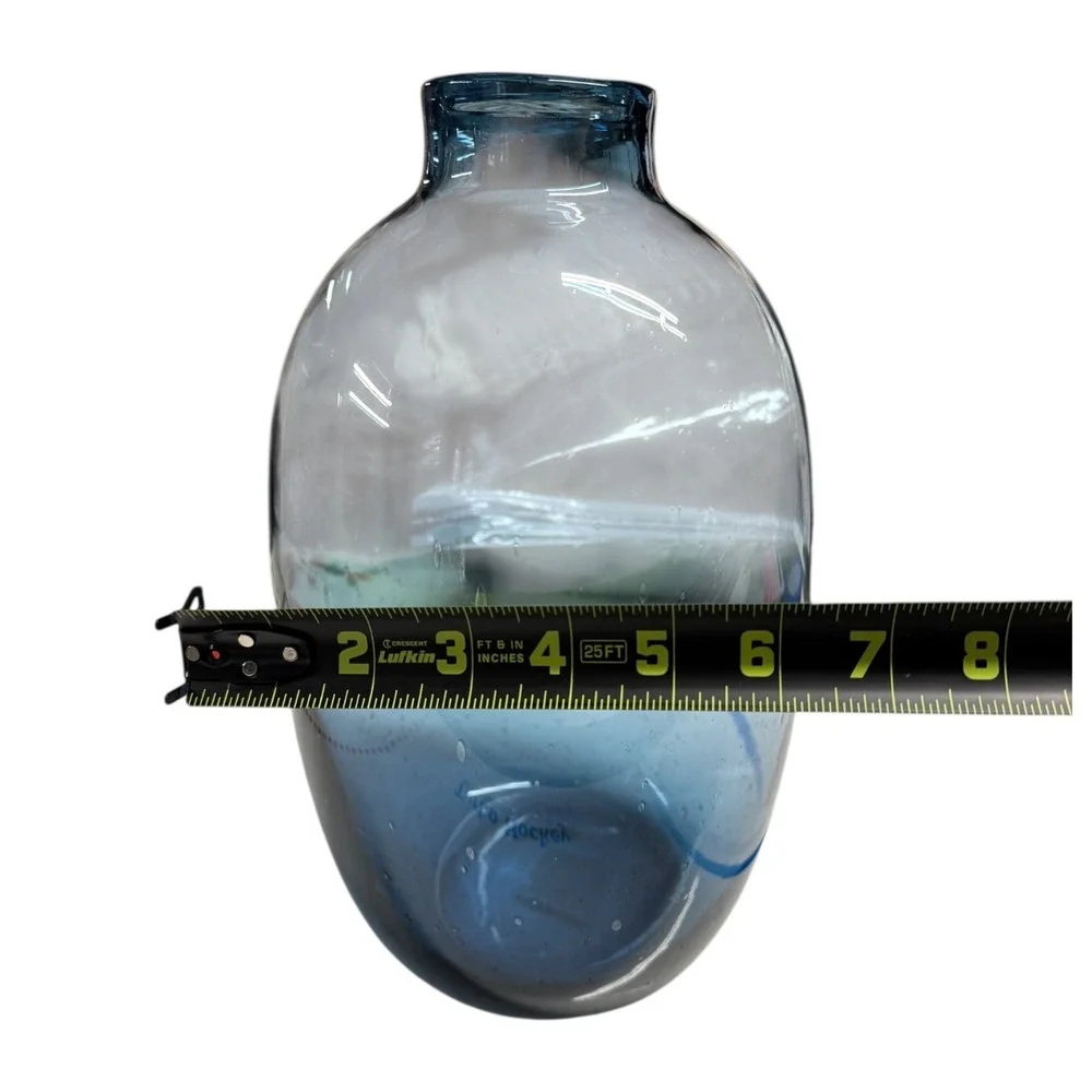 Pier 1 Decorative Vase Blue Glass Bottle Unique Shape‎ Home Decor 11